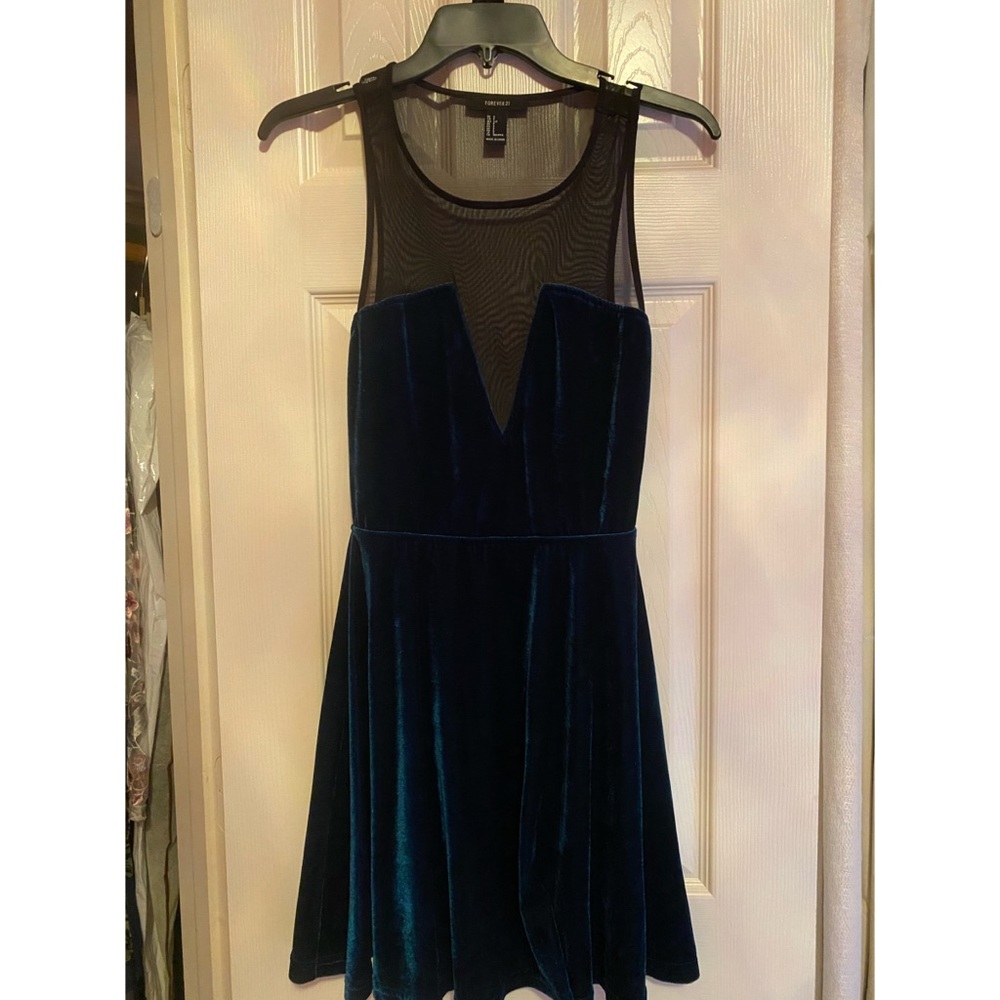 Mesh and dark velvet mini dress